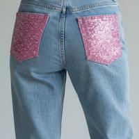 Jeans tasche brillantinate pink