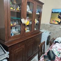 Dispensa con cristalliera in rovere