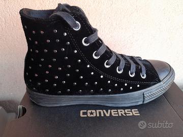 Converse all star nere velluto e borchie n.37.5 Abbigliamento e