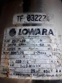 Pompa a immersione Lowara 1,5 kw usata appena revi
