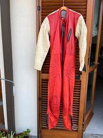 Tuta moto vintage anni ‘70 in pelle taglia 46