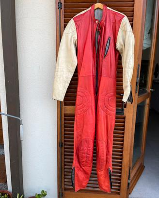 Tuta moto vintage anni ‘70 in pelle taglia 46