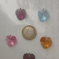 5 ciondoli a cuore in cristallo Swarovski 