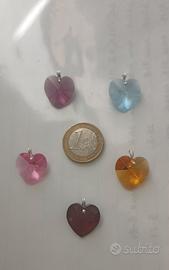 5 ciondoli a cuore in cristallo Swarovski 