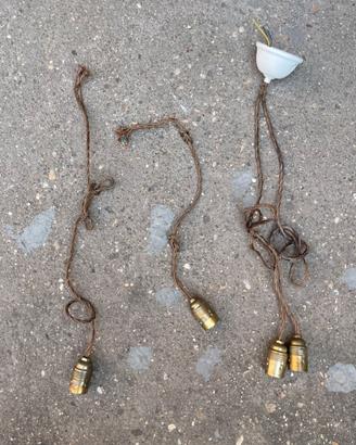 Set tre lampadari cavi elettrici di tessuto