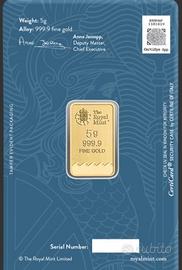 LINGOTTO 5g ORO PURO 999 THE ROYAL MINT INGLESE