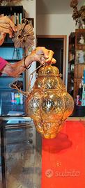 Lampada di Murano in vetro e ferro battuto
