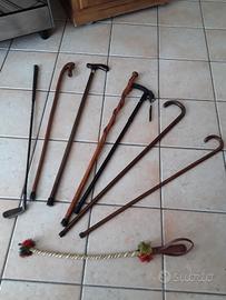 6 bastoni da passeggio vintage intarsiati