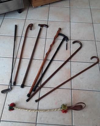 6 bastoni da passeggio vintage intarsiati