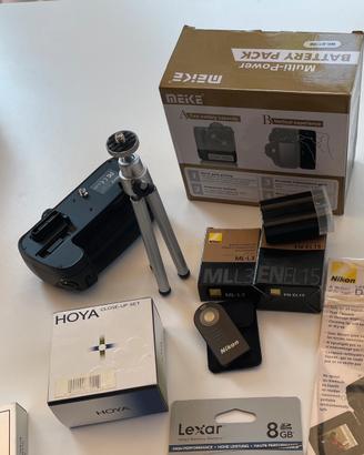 Nikon battery grip, batteria, telecomando.