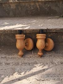Coppia applique lampade da parete legno tornito