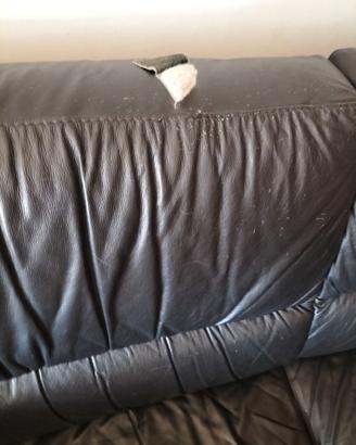 Divano a 3 posti in pelle nera