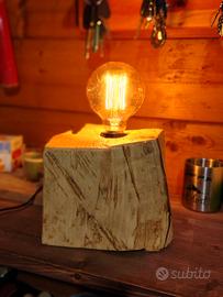 lampada artigianale legno naturale