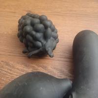 Tris frutta e verdura in ceramica dura colore nero