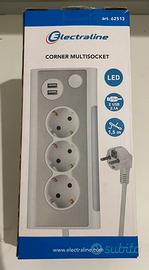 Multipresa-3 prese,2 porte USB,luce LED a sfioro