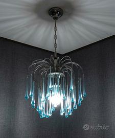 Lampadario Murano Cascata Azzurra anni 70