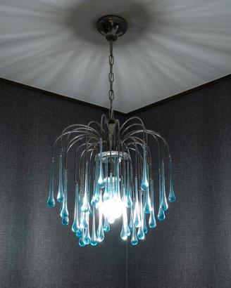 Lampadario Murano Cascata Azzurra anni 70