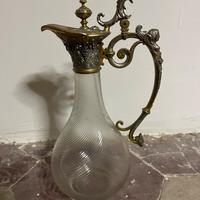 Caraffa antica argento vetro