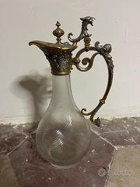 Caraffa antica argento vetro