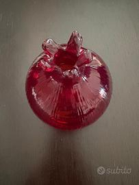 Porta candele in vetro rosso