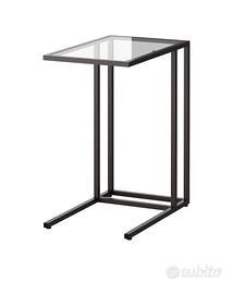 Tavolino per pc metallo nero e vetro 35x55x65