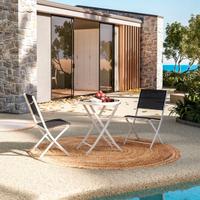 SET GIARDINO TAVOLO VETRO E 2 SEDIE RICHIUDIBILI