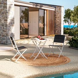 SET GIARDINO TAVOLO VETRO E 2 SEDIE RICHIUDIBILI