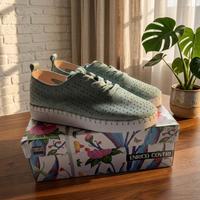 Enrico Coveri, sneakers, camoscio, verde, 39