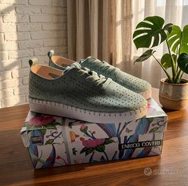 Enrico Coveri, sneakers, camoscio, verde, 39
