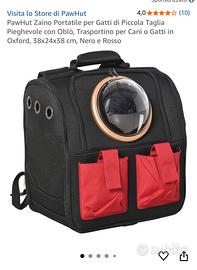 Zaino Trasportino Per Gatti PawHut - Pieghevole, Con Oblò, Cuscino E Tasche, 38x24x38 Cm - Foto 10