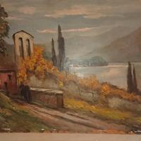 Quadro Agostino Viani - Paesaggio Lacustre