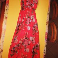 abito lungo  rosso chiffon s/m