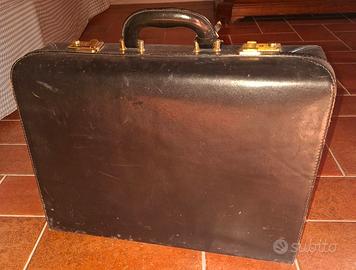 Valigia rigida Vintage in vera pelle, anni '50/'60