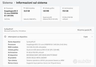 Surface Pro 11 + tasiera e Penna + Perfetto