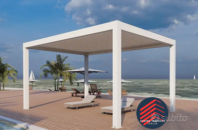 Pergola bioclimatica 3x4 m lamelle bianco led rgb