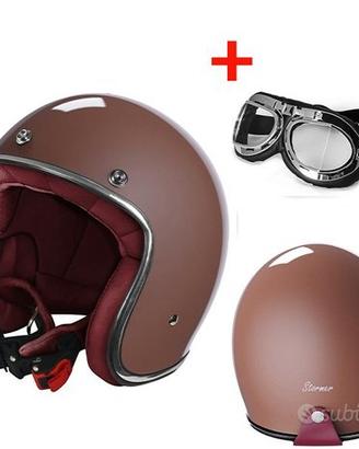 CASCO JET VINTAGE MOTO CUSTOM QUARTZ + OCCHIALI