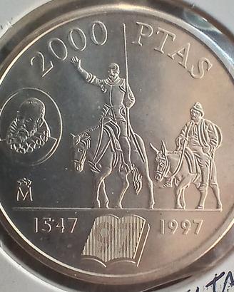 Spagna 2000 pesetas Cervantes in argento .925