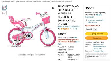 Bicicletta Bambina Minnie 16 Rosa