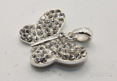 Splendido ciondolo farfalla argento pietre CZ