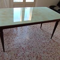 Salotto anni 60 - tavolo vetro verde e credenza