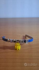 Bracciale in ecopelle blu effetto animalier