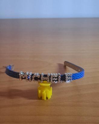 Bracciale in ecopelle blu effetto animalier