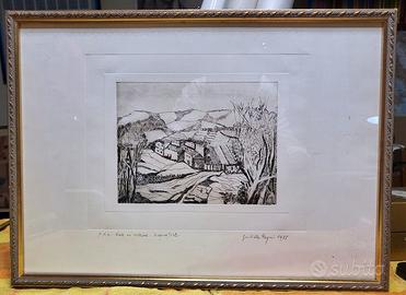 Giulietta Pagni "Case in collina" Acquaforte 