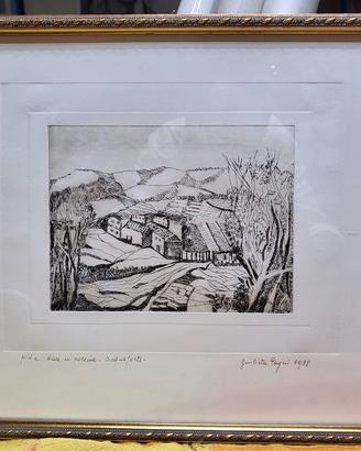Giulietta Pagni "Case in collina" Acquaforte 