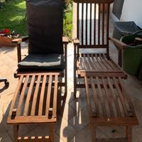 Coppia di  Sedie sdraio prendiaole in teack