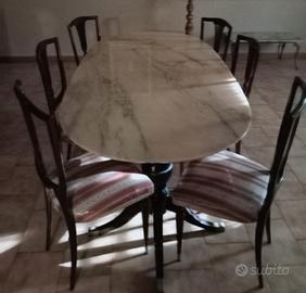 Tavolo in pietra e sei sedie Vintage solo ritiro!