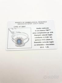 Anello oro 18KT con smeraldo 1,28 BRIILLANTI 0,30