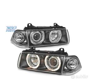 FARI BMW E36 90-99 ANGEL EYES FONDO NERO H7