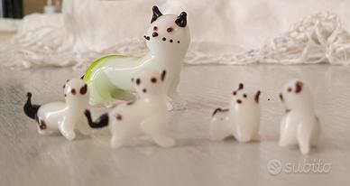 Set Miniatura Famiglia Volpi in Vetro di Murano Vi