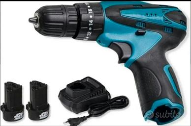 Trapano avvitatore con 2 batterie 12V